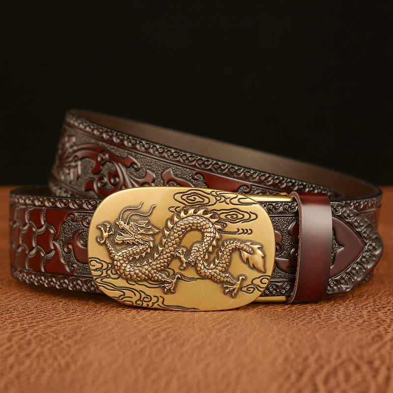 Men's Dragon Soaring In The Sky Leather Belt - image 3