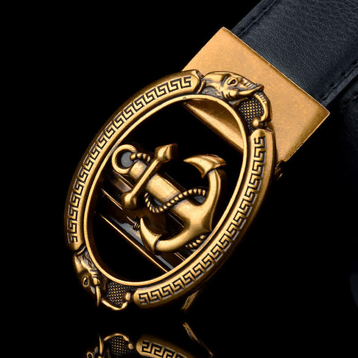 Men's Nautical Ship Anchor Leather Belt - image 2