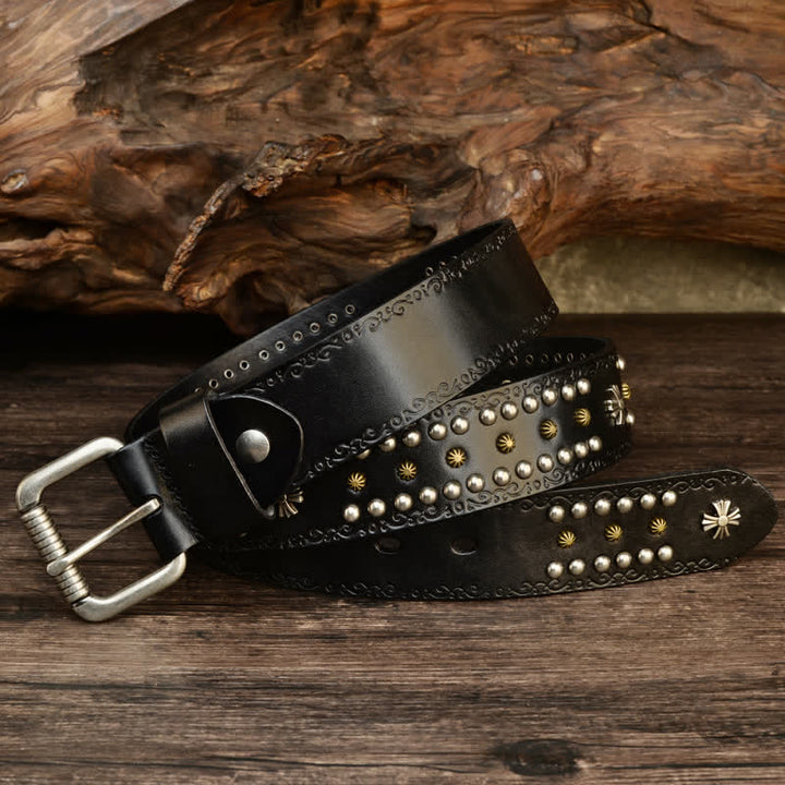 Unisex Rock Style Cross Rivet Studded Decor Belt - image 10