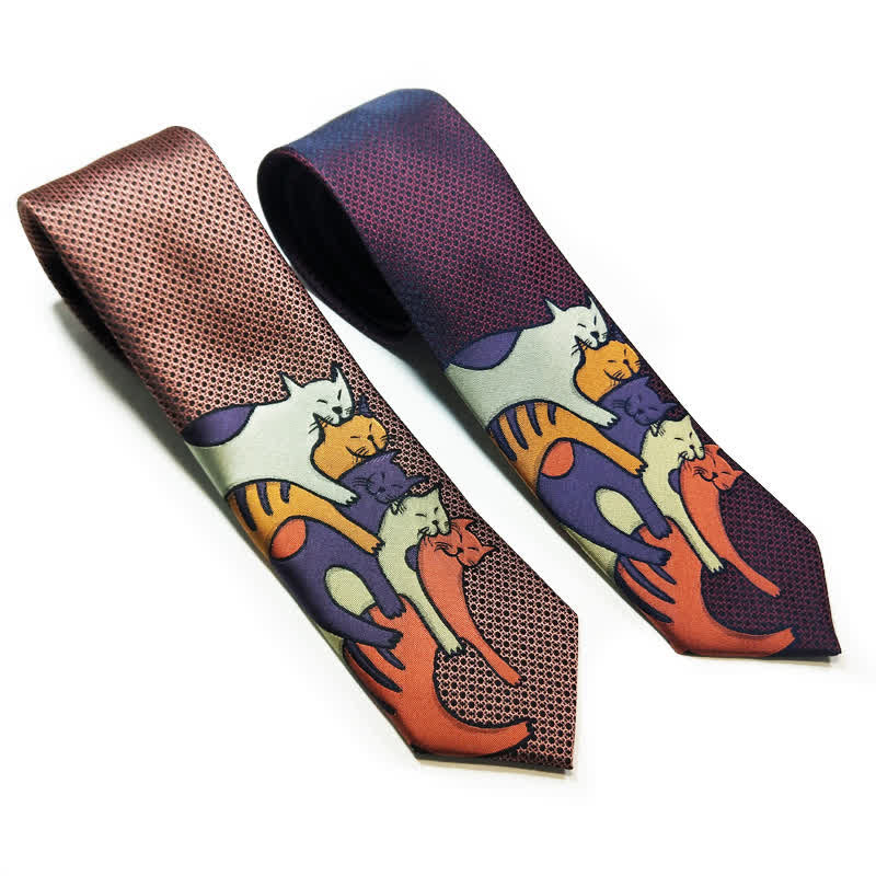 Men's Casual Sweetie Cats Snuggling Necktie - image 0