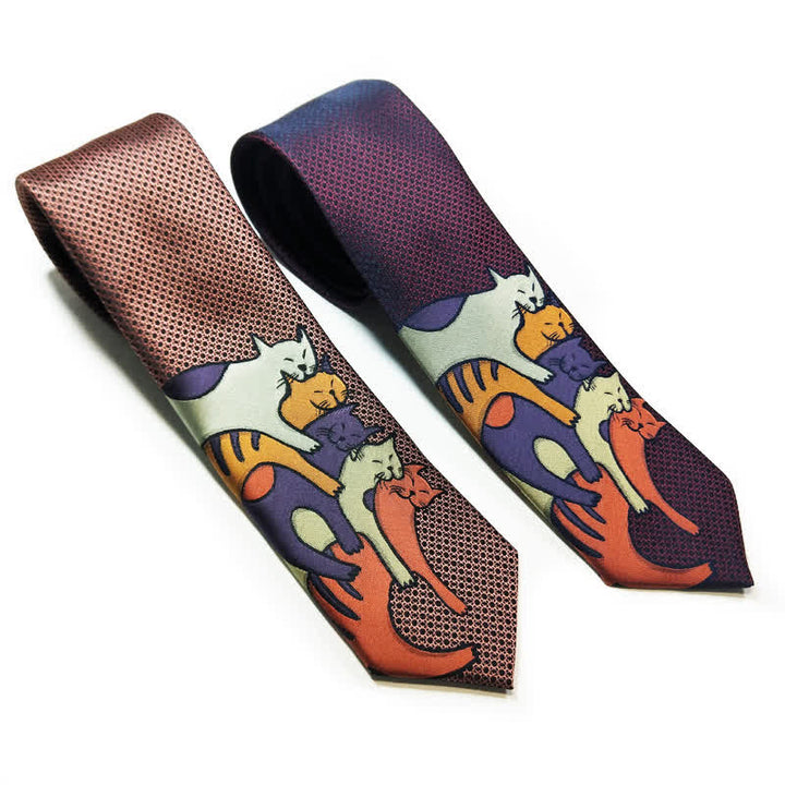 Men's Casual Sweetie Cats Snuggling Necktie - image 0