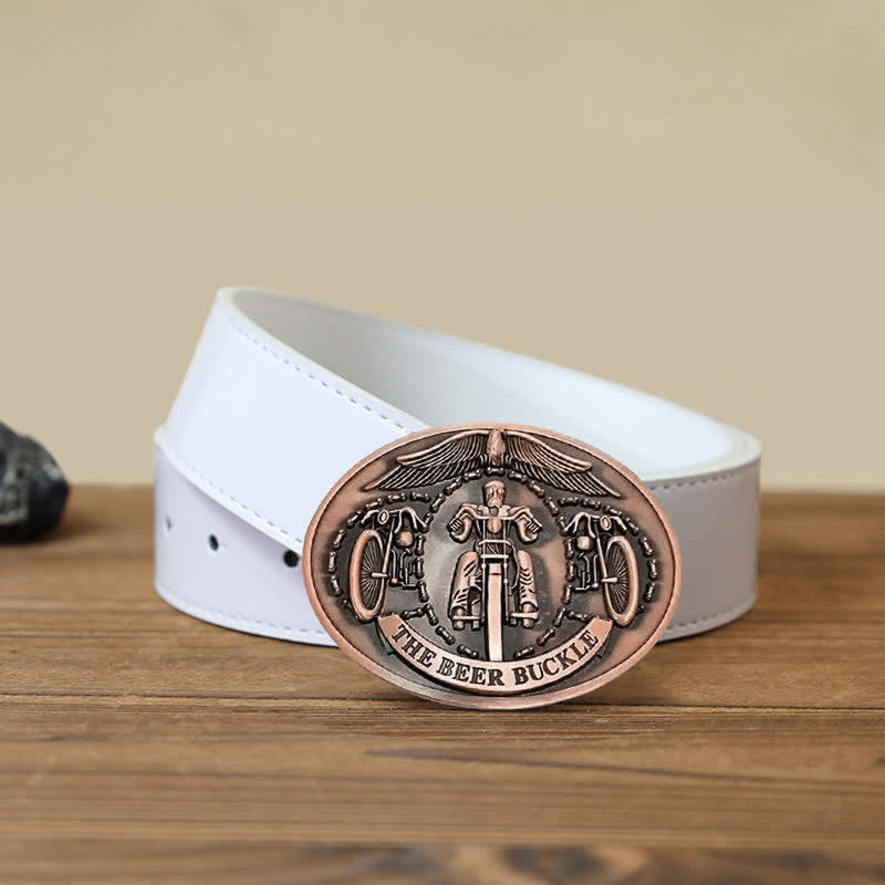 Men's DIY Bicycle Rider Creative Beer Holder Buckle Leather Belt - Copper - White PU Belt (40) - image 14