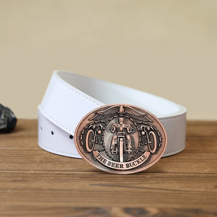 Men's DIY Bicycle Rider Creative Beer Holder Buckle Leather Belt - Copper - White PU Belt (40) - image 14