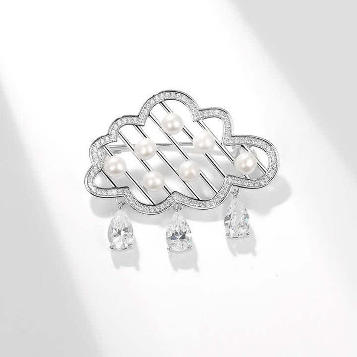 Women's Raining Cloud Pearl Brooch - Silver & White - image 9