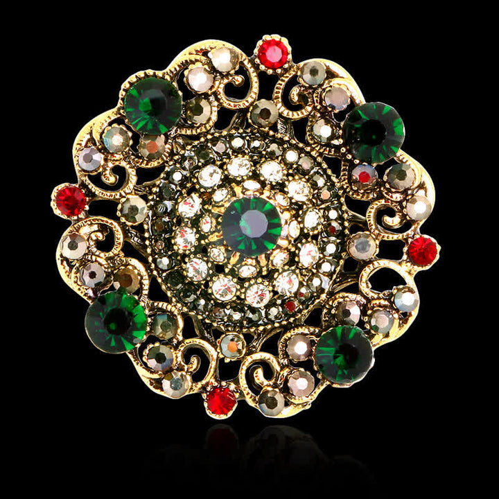 Women's Baroque Court Hollow Flower Brooch - Green - image 5