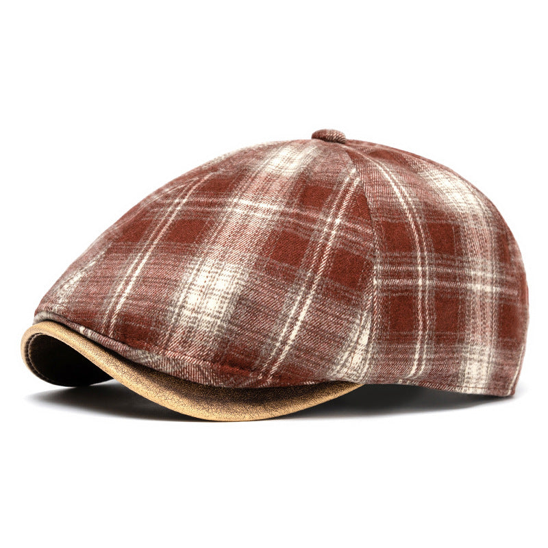 Autumn & Winter Artistic Retro Versatile Checkered Beret - Red - Adjustable (22 1/2"-24") - image 7