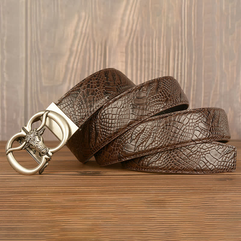 Men's Giant Ox Crocodile Pattern Leather Belt - image 25