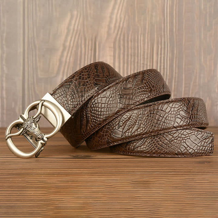 Men's Giant Ox Crocodile Pattern Leather Belt - image 25