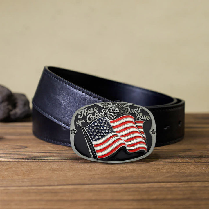 Men's DIY These Colors Don't Run Eagle Flag Buckle Leather Belt - These Colors Don't Run - Black PU Belt (40) - image 3