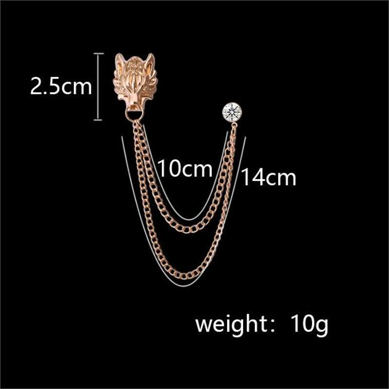 Men's King Of Forest Wolf Chain Brooch