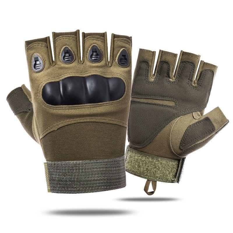 Non-Slip Half Finger Hands Protector Tactical Gloves - Army Green - XL - image 0