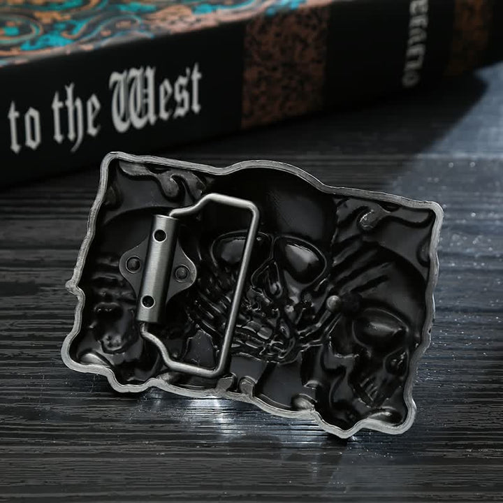 Men's DIY Horrible Laugh Skull Buckle Leather Belt - image 1
