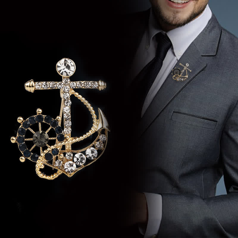 Men's Helmsman Navy Anchor Brooch - image 0