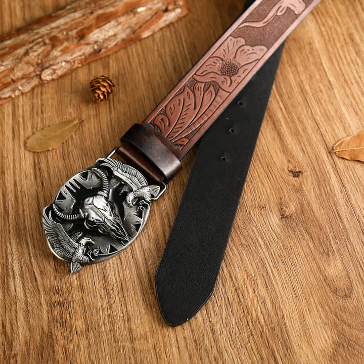Men's Vintage Bull & Dual Eagles Leather Belt - image 11