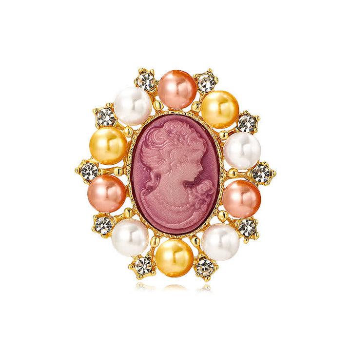 Women's Palace Relief Beauty Pearl Brooch - Pink & Gold - image 7