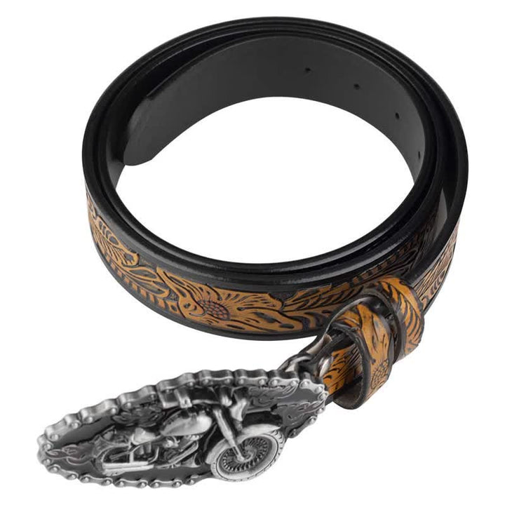 Men's Punk Rock Motorcycle Biker Leather Belt - image 3