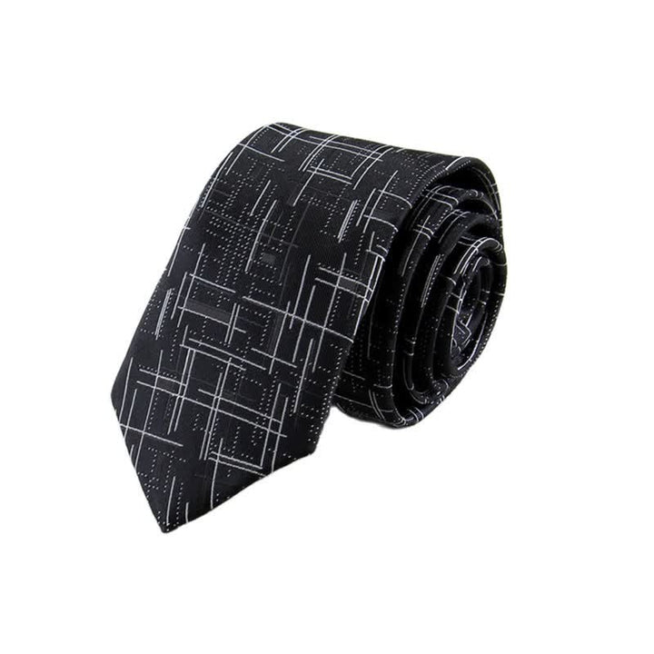 Men's Cool Modern Dazzeling Line Slim Necktie - Black - image 0