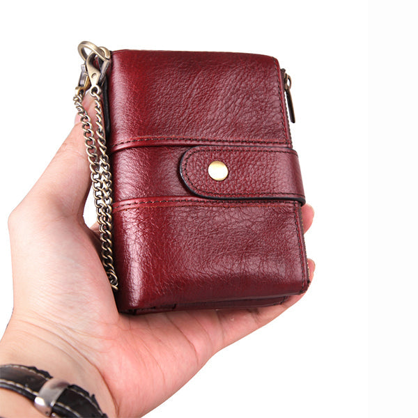 Genuine Leather Anti-theft Retro Wallet With Chain