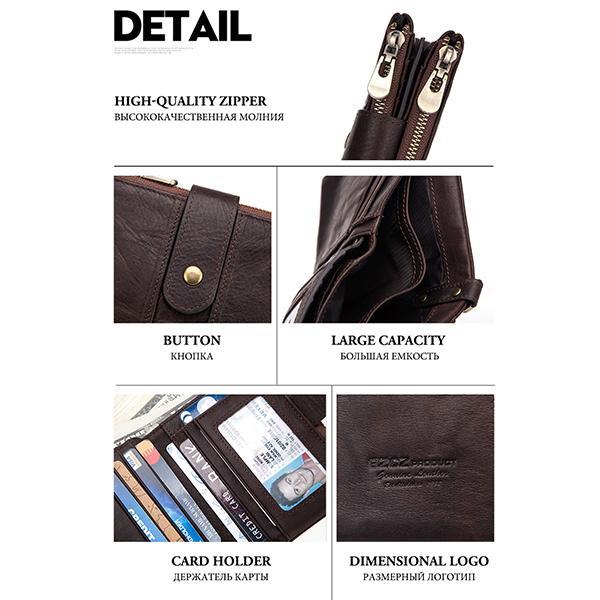 Genuine Leather Anti-theft Retro Wallet With Chain
