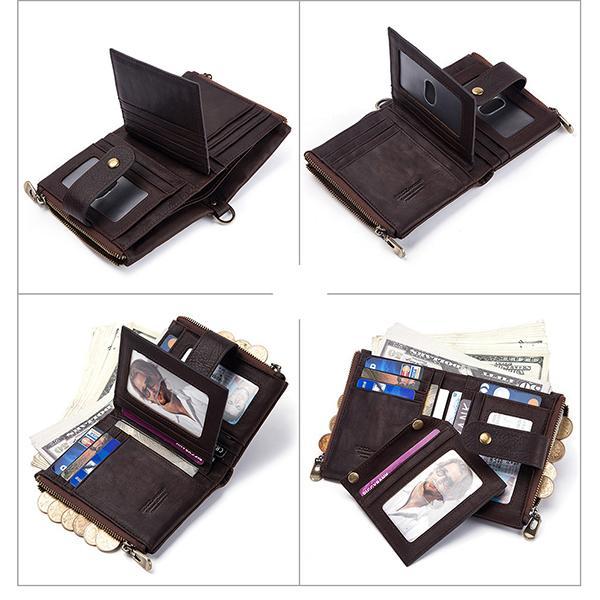 Genuine Leather Anti-theft Retro Wallet With Chain