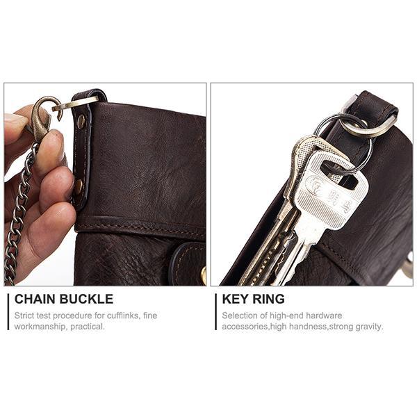 Genuine Leather Anti-theft Retro Wallet With Chain