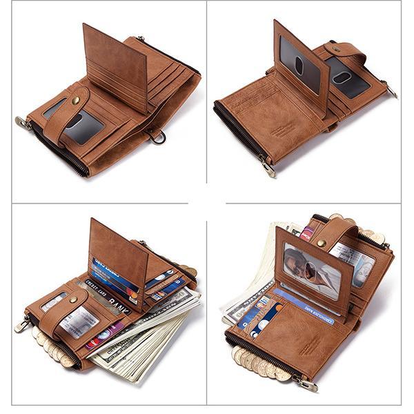 Genuine Leather Anti-theft Retro Wallet With Chain