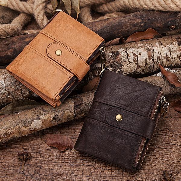 Genuine Leather Anti-theft Retro Wallet With Chain