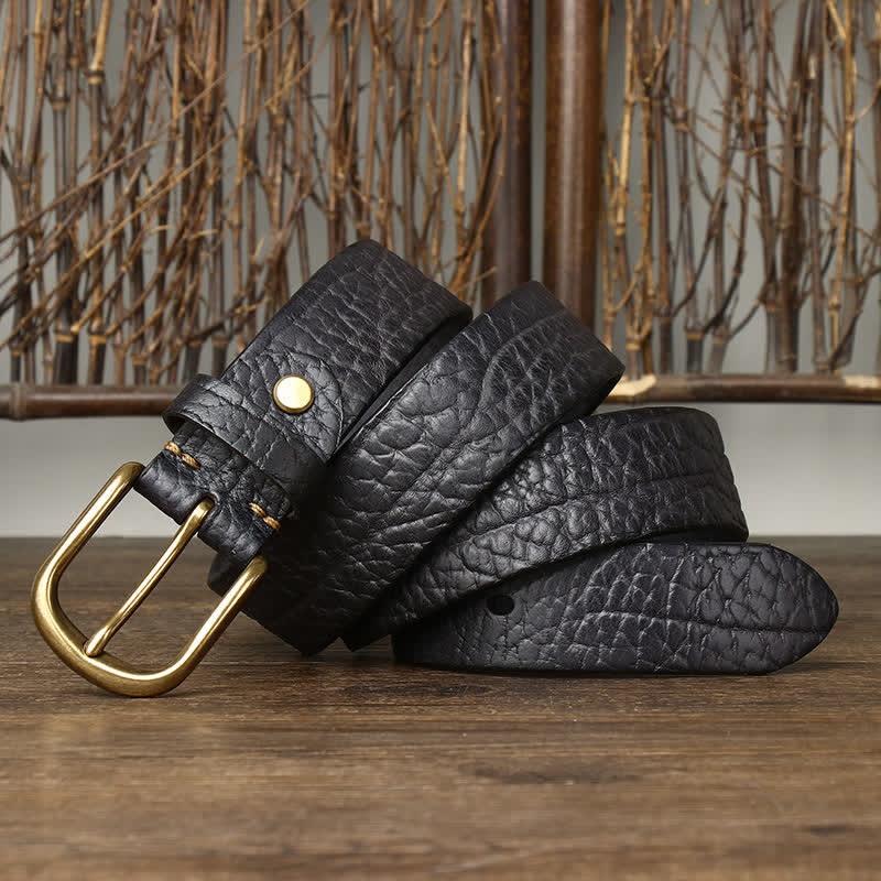 Men's Embossed Bison Skin Pattern Leather Belt - image 3