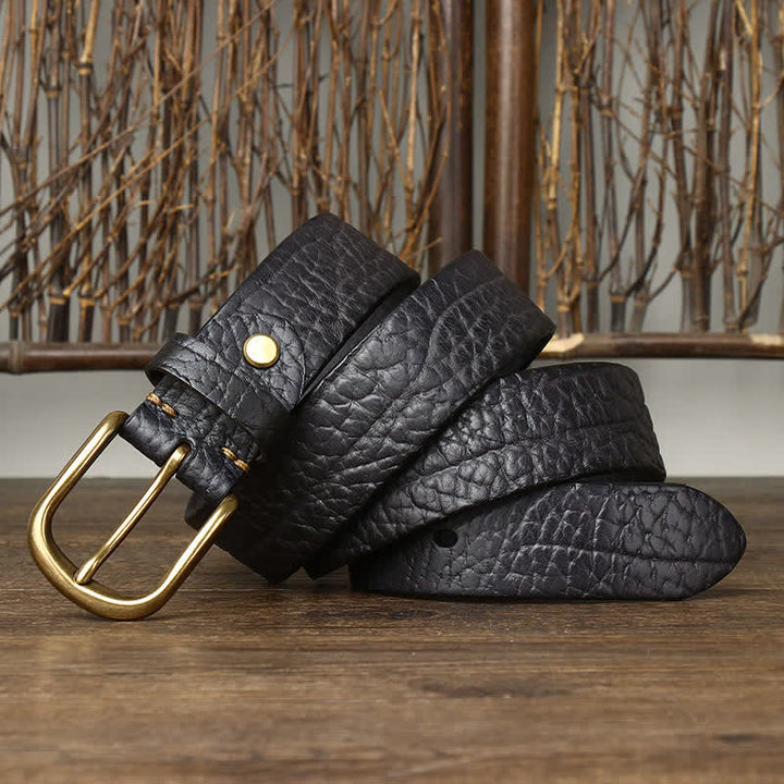Men's Embossed Bison Skin Pattern Leather Belt - image 3