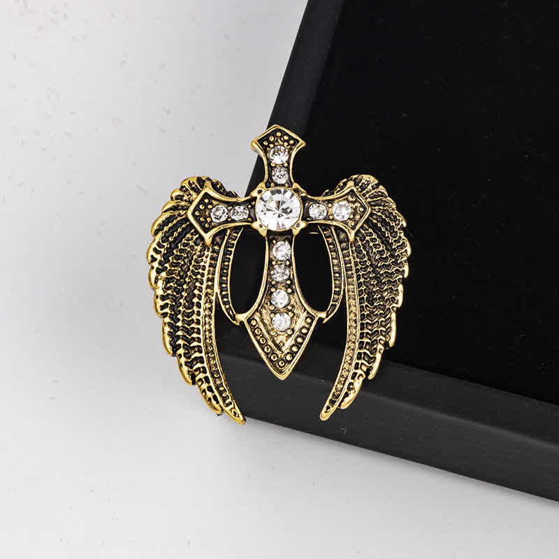 Men's Soar In Faith Wings Cross Brooch - Gold - image 2