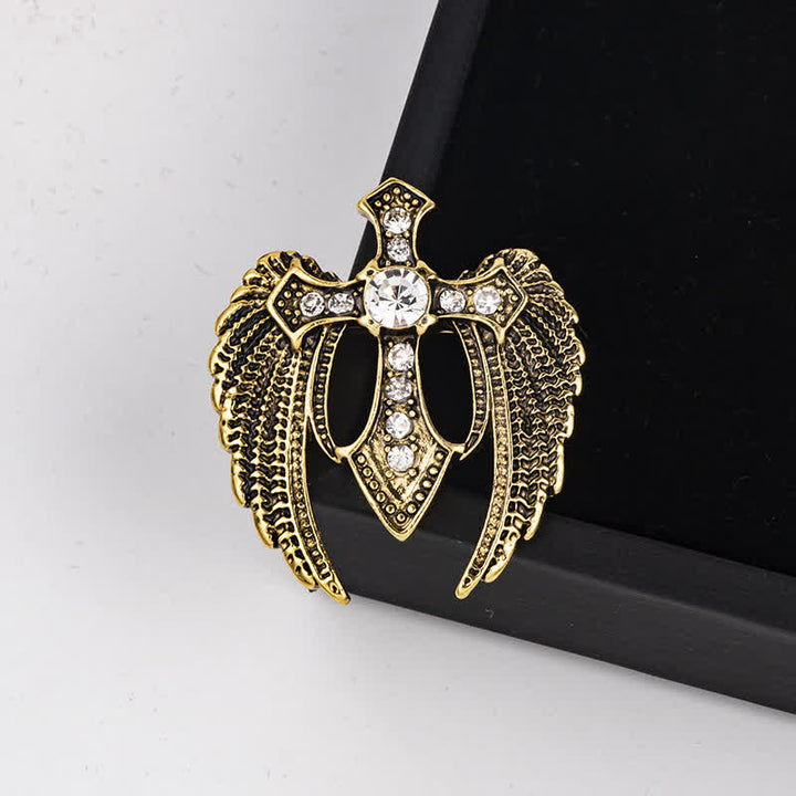 Men's Soar In Faith Wings Cross Brooch - Gold - image 2
