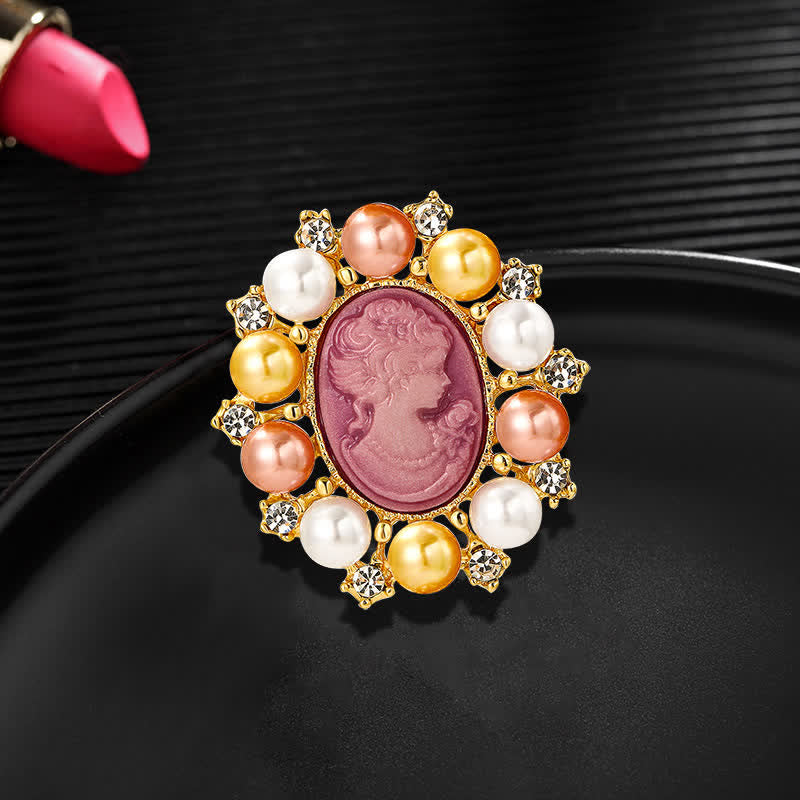 Women's Palace Relief Beauty Pearl Brooch - image 8