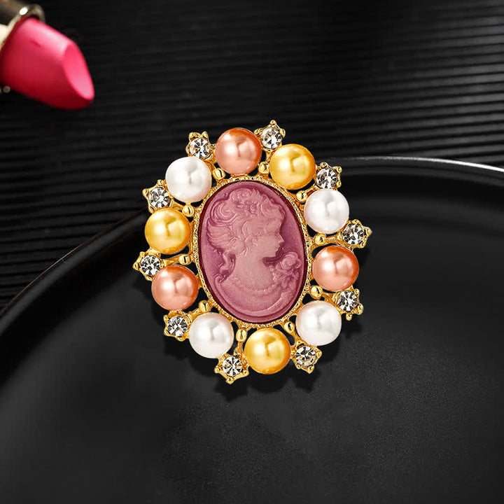 Women's Palace Relief Beauty Pearl Brooch - image 8