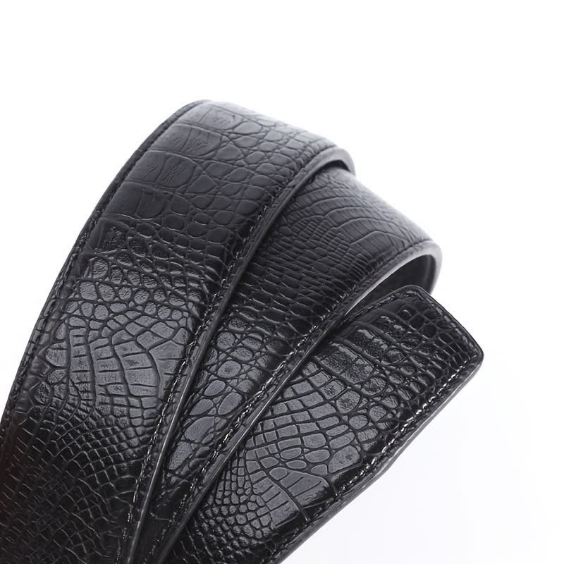 Men's Crocodile Pattern Automatic Buckle Leather Belt - image 6