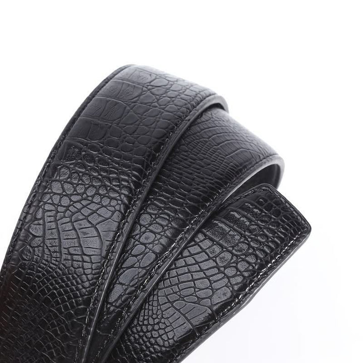 Men's Crocodile Pattern Automatic Buckle Leather Belt - image 6