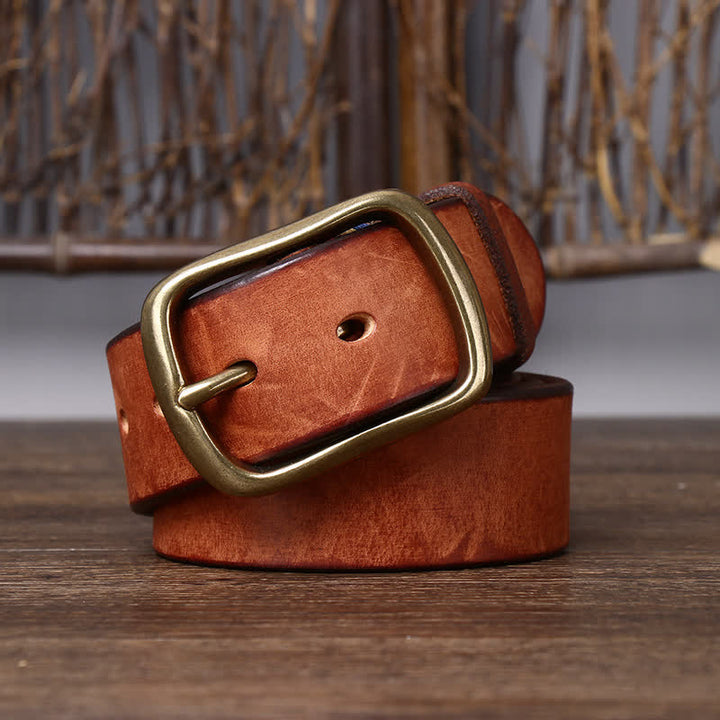 Men's Vintage Thicken Pure Cowhide Leather Belt - image 11