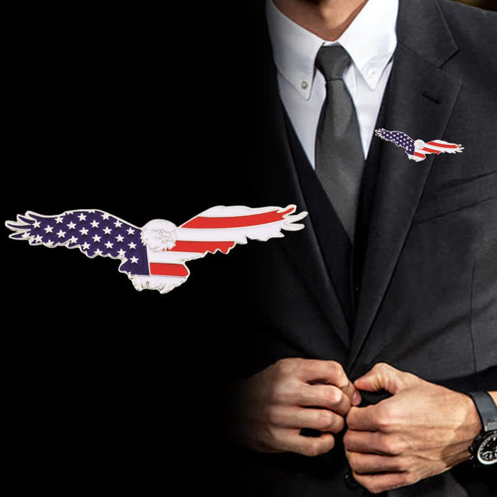Men's Enamel American Flag Vulture Brooch - Vulture - image 0