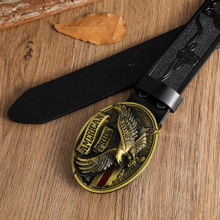 Men's American Pride Bald Eagle Leather Belt - image 5
