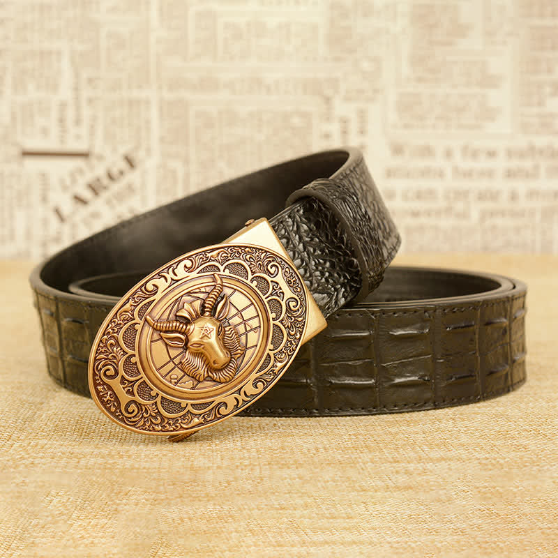 Men's Wild Goat Alligator Pattern Leather Belt - image 4