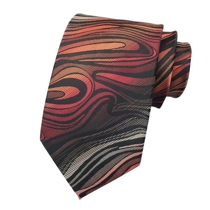 3Pcs Men's Red Flame Abstract Wavy Necktie Set - image 1