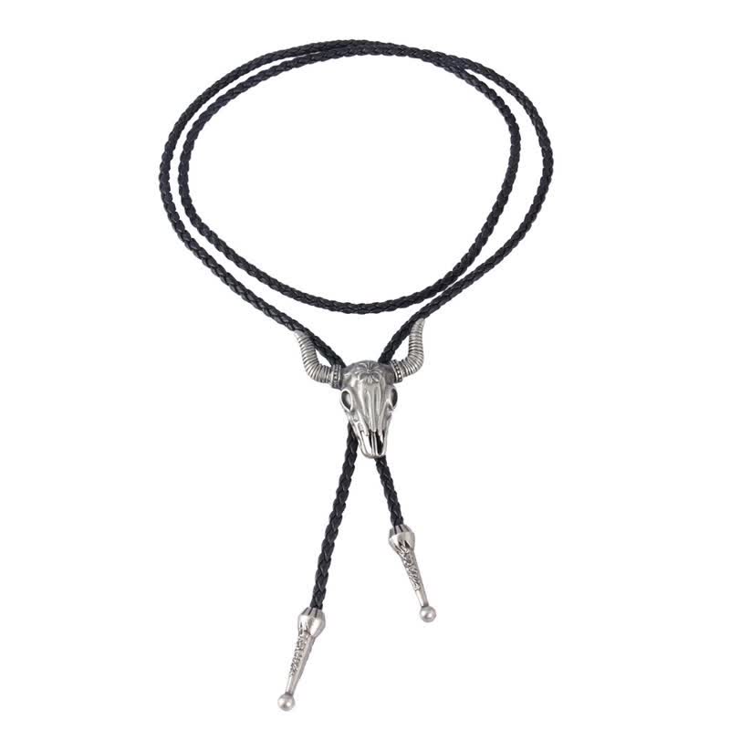 Vintage Native Style Bull Head Bolo Tie - image 10