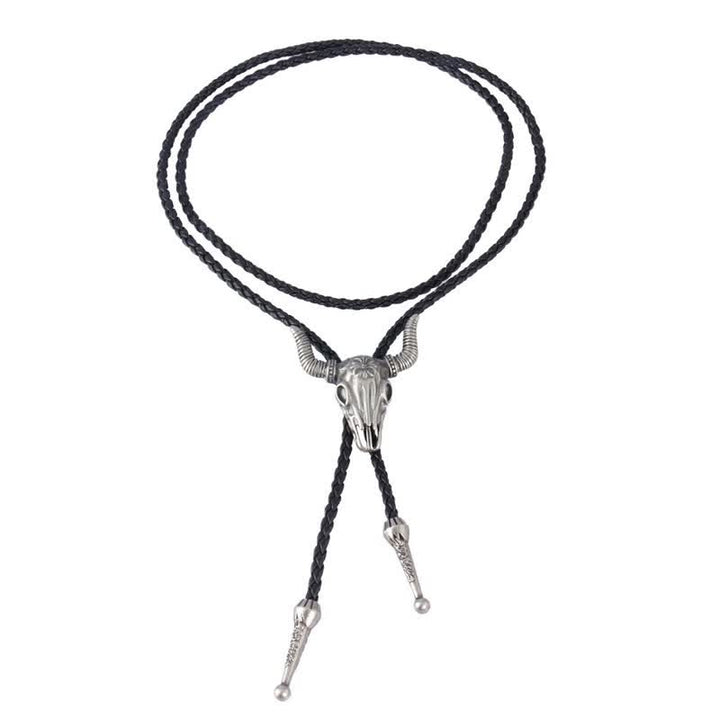 Vintage Native Style Bull Head Bolo Tie - image 10