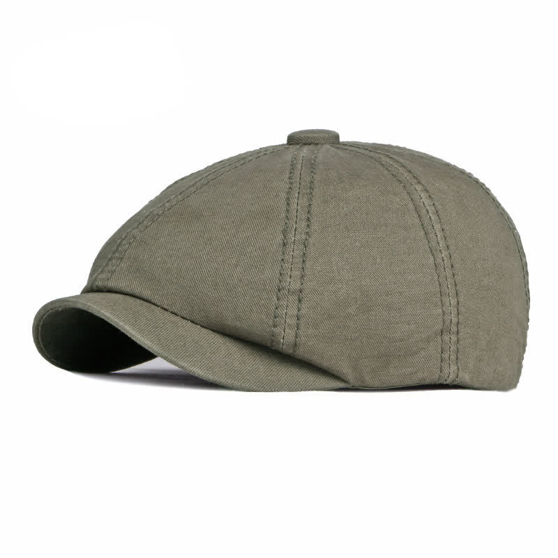 Casual Solid Color Cotton Daily Beret Cap - Army Green - Adjustable (about 21 5/8"-23 5/8") - image 14