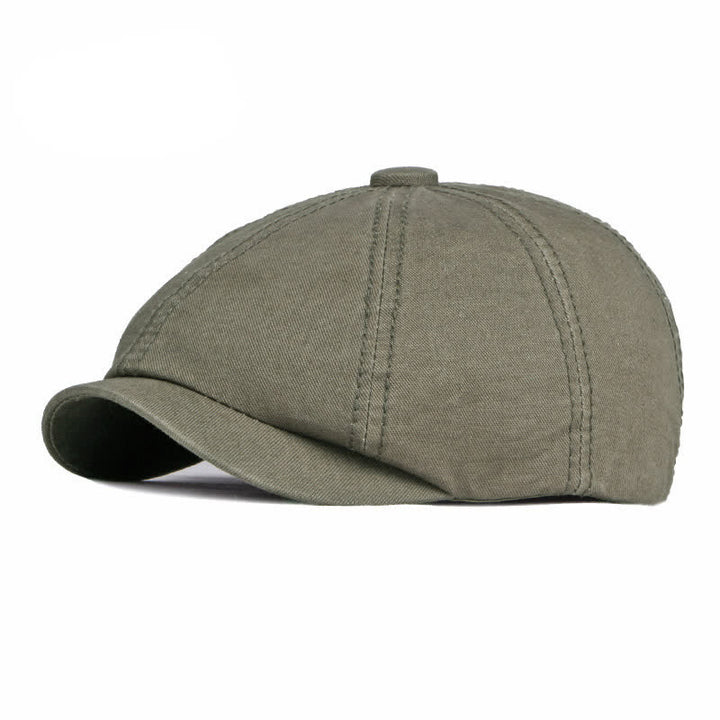 Casual Solid Color Cotton Daily Beret Cap - Army Green - Adjustable (about 21 5/8"-23 5/8") - image 14