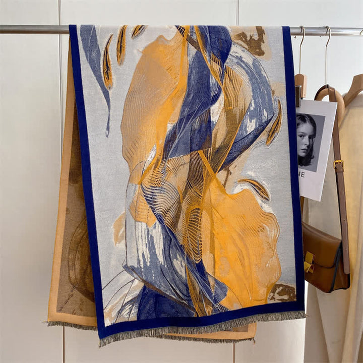Women's Magnificent Scene Oil Painting Thickened Scarf - Blue Mixed with Yellow - image 21