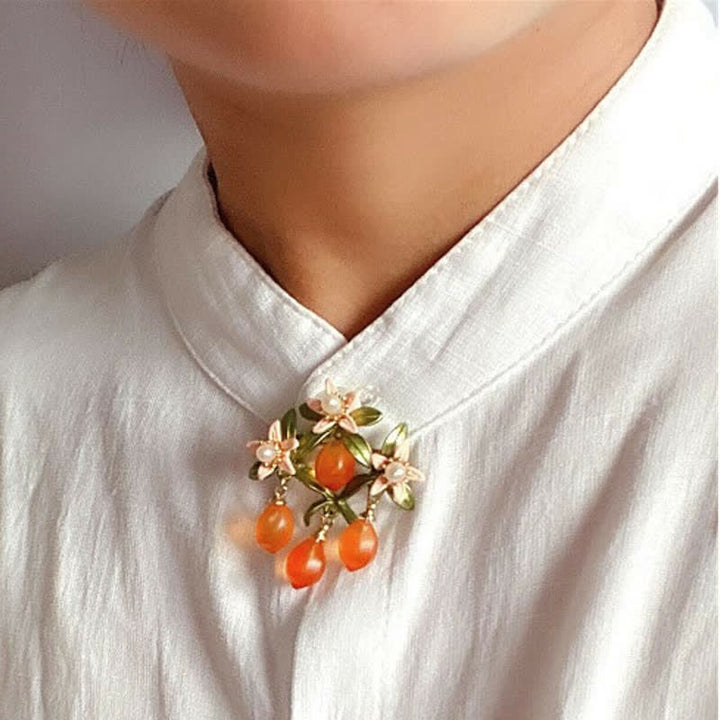 Women's Pastoral Orange Fruit Berry Brooch - image 5