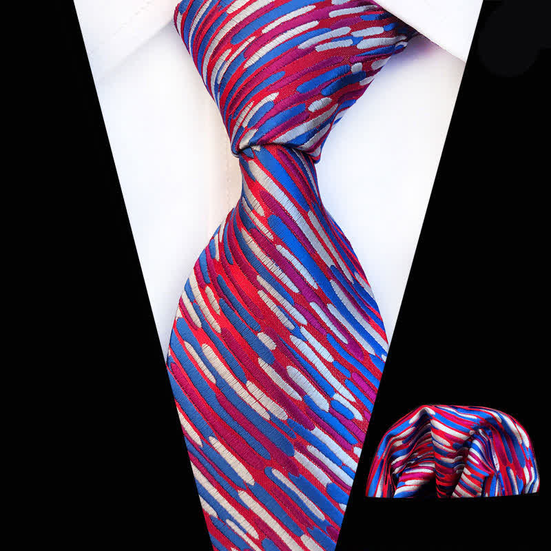 2Pcs Men's Whirlwind Striped Necktie Set - Purple - image 1