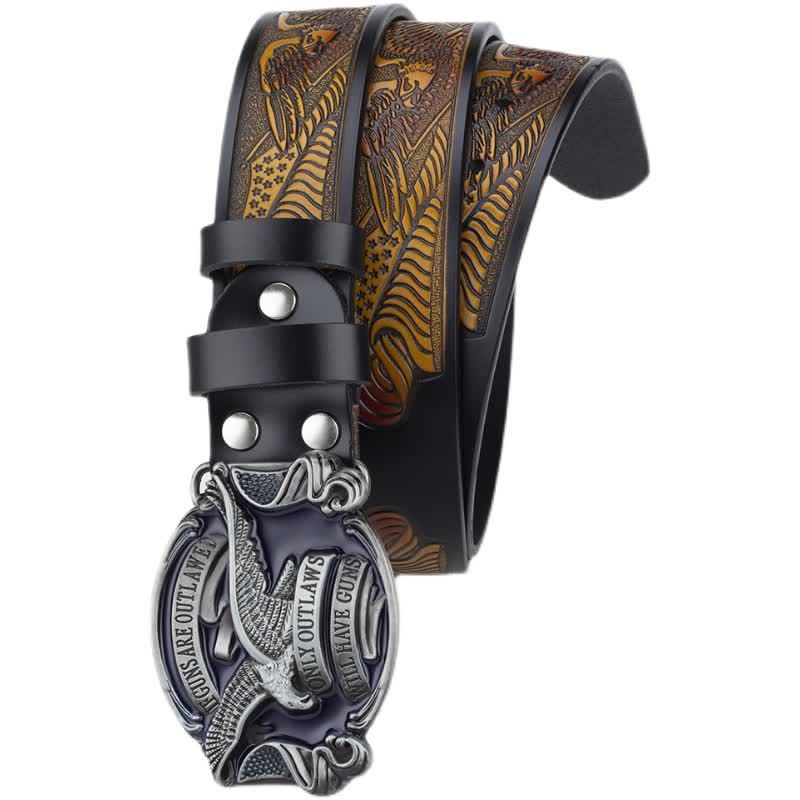 Men's Soaring Eagle American Flag Leather Belt - image 2