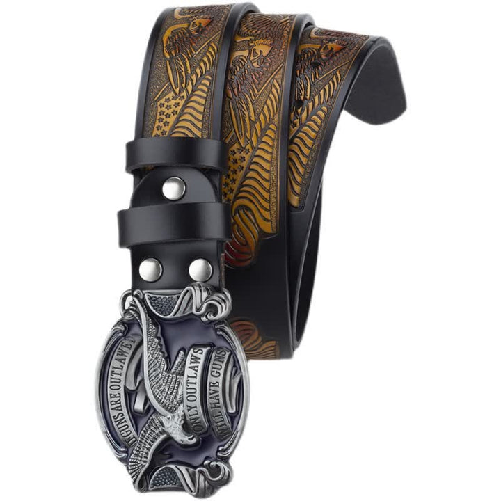 Men's Soaring Eagle American Flag Leather Belt - image 2