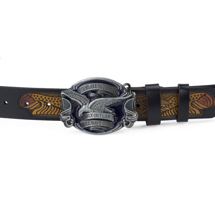 Men's Soaring Eagle American Flag Leather Belt - image 4